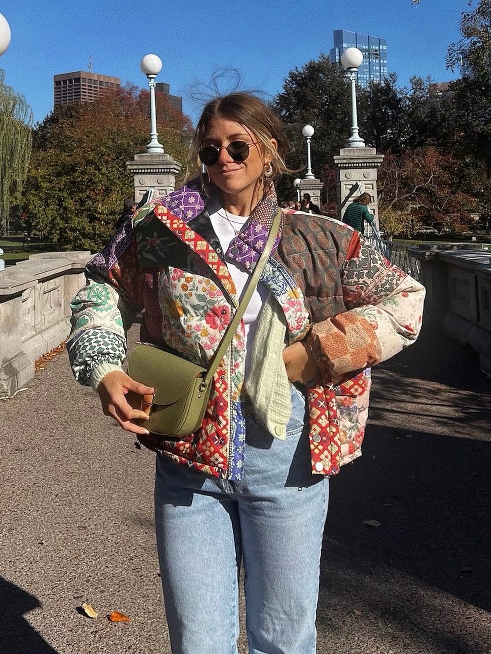 FOUND Mixed Floral Print Garden Patchwork Colorful Bohemian Puffer Coat XS - Picture 6 of 14